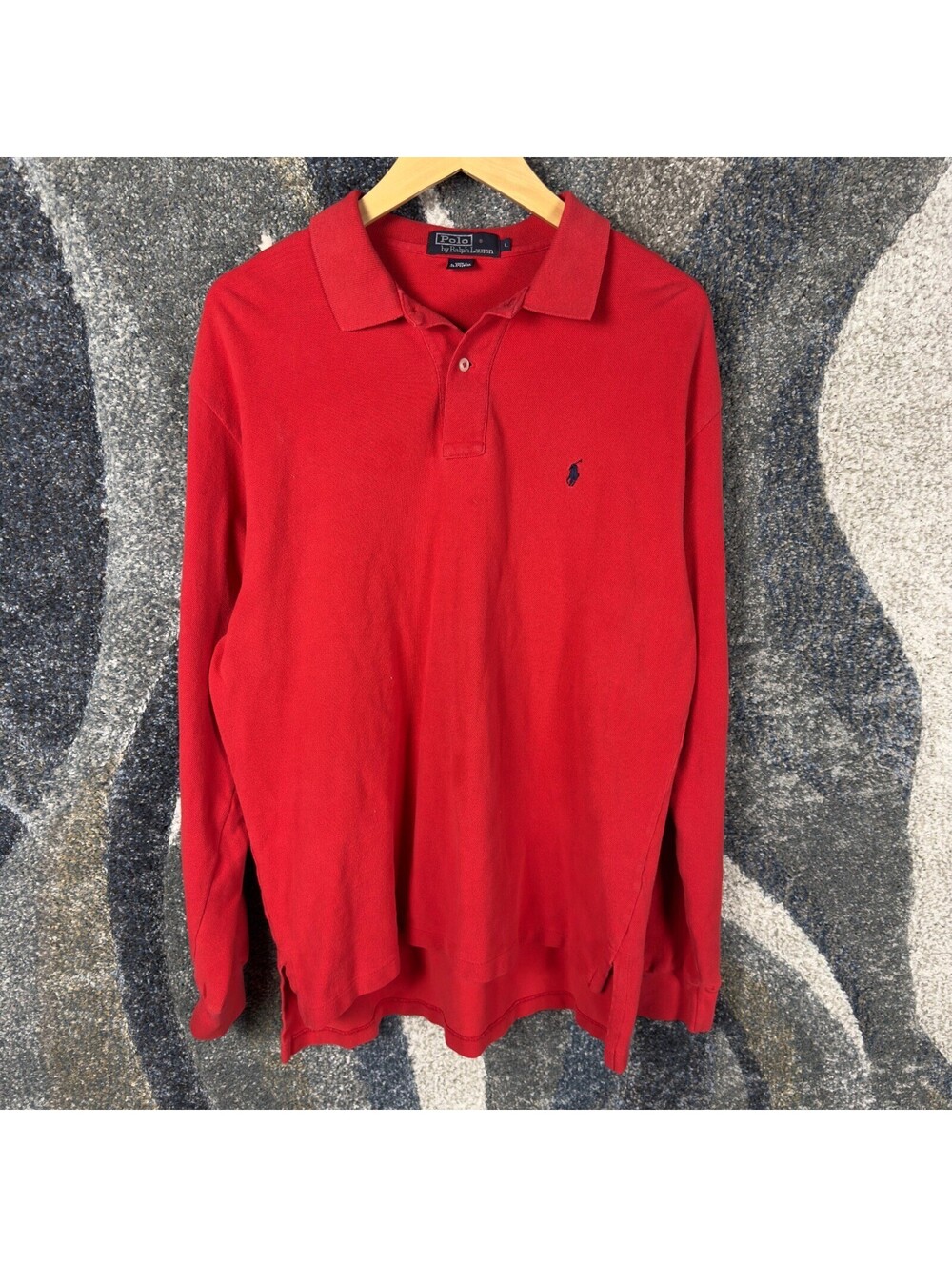 Polo Ralph Lauren Long Sleeve Polo Shirt Mens L Red Pique